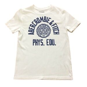 Abercrombie Kids White and Blue Graphic Tee